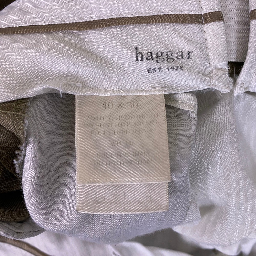 Haggar Khaki Dress Pants Men's Size 40x30 Tan No Iron Business Casual Flat Front - Picture 2 of 12